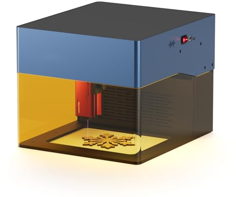 iCube Pro 5W Grabador Láser, Máquina de Grabado Láser Portátil con Filtro de Humo, Velocidad de Grabado 10000mm/min, Alarma de Temperatura, Área de Grabado 130x130mm