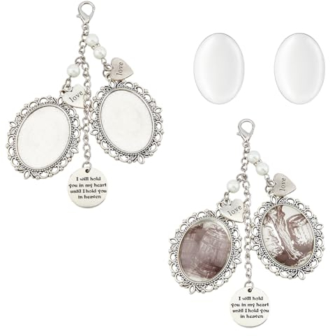 SUPERFINDINGS 2 juego de Abalorios de Ramo de Boda Ovalados para Fotos de Boda con Cubierta de Cristal Aleación Ángel de Novia para Compromiso Decoración de Fiesta Nupcial 132.(079) in