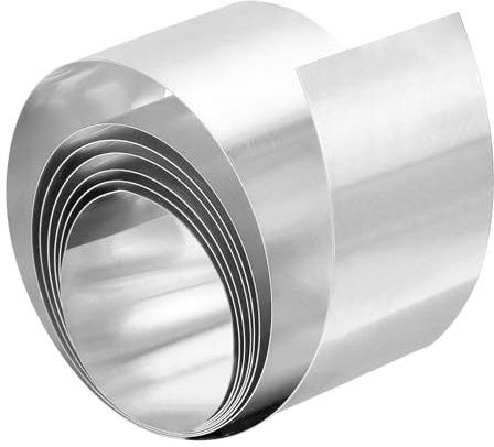 PATIKIL 3,5cm x 1M Rotolo in Lamiera di Acciaio Inossidabile, 1pz Rotolo di Lamiera per Copertura in Acciaio Inossidabile 304 Spessore 0,3mm per Coperture Grondaie Macchinari