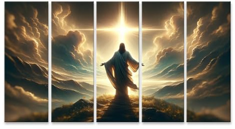 islandburner Prime Bild auf Leinwand Jesus im Sonnenlicht auf Hügel Erlöser Bilder Wandbilder Poster