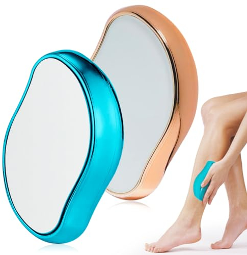 UQTUKO Depiladora de Cristal, Borrador De Pelo De Cristal Piedra Removedor Vello para hombres y mujeres Reutilizable Magic Crystal Depilacion para Brazos, Piernas, Espalda (Azul +Oro)