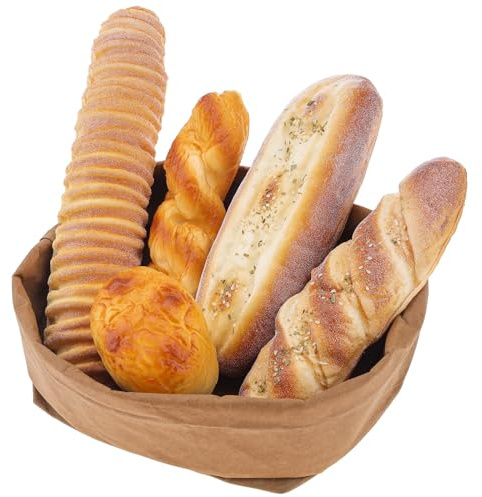 Meiwlong 5 Stück Künstliches Brot,Realistische Baguette Bäckerei Dekoration | realistisch, weich, Schaum & PU-Material, riecht gut, kein verblassen oder verrotten, Fotografie-Requisiten