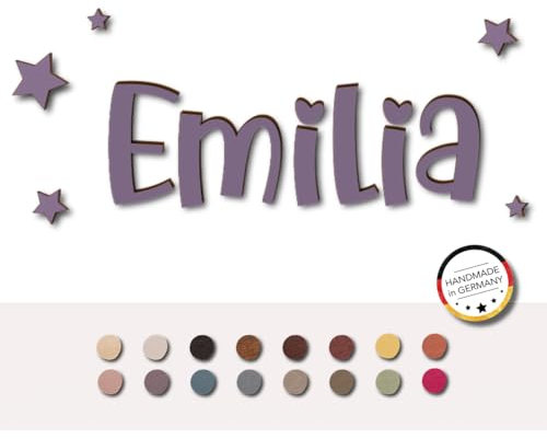 Individueller 3D Schriftzug aus Holz mit Kleberückseite für Kinderzimmer, Wohnzimmer, Büro, Küche, Flur - personalisierbar - Türschild mit Namen - Wanddeko (lavendel)