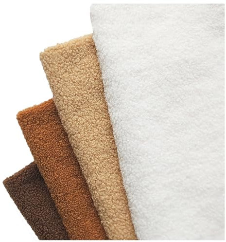 Weich Lockiger Synthetische Wollflor Fell Stoff Sherpa-Fleece-Futterstoff Polar Fleece Imitation Plüsch Stoff für Kunsthandwerk DIY Nähen Puppen Kissen Sitzpolster Home Decor, 50x160cm (Color : Cream