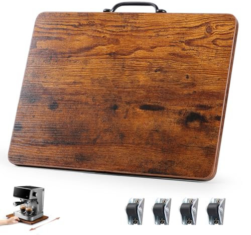 Appliance Slider, Sliding Tray for Coffee Maker, Coffee Pot Slider for Countertop, Kitchen Appliance Rolling Tray with Rubber Wheels (Rustic Brown, Large - Wide (16 X 12.5))