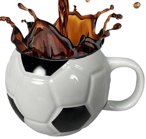 Taza de café de cerámica con diseño de balón de fútbol, taza de fútbol, taza de cerámica, diseño de balón de fútbol, taza de té con asa, divertida taza de café con temática de fútbol
