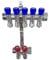 AQUA HEATING Wasserverteiler Set Verteiler Warmwasser Kaltwasser Trinkwasser Heizung Industrie Wasseranschluss Messing Vernickelt 1 Zoll 16x2 mm PEX 5 Wege Blau 2 Wege Rot