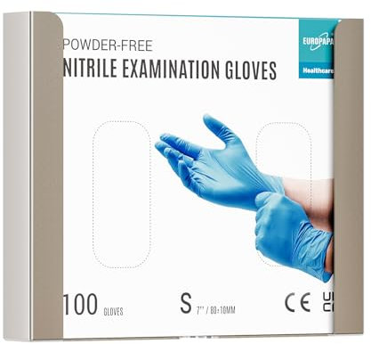 EUROPAPA Kombiset (Wandhalterung+Nitrilhandschuhe) exklusive Wandhalerung Box 1 X 100x Einmalhandschuhe Nitrilhandschuhe (S, Blau)