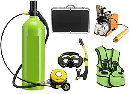 Mini bouteille de plongée sous-marine portable, Respirateur De Plongée Extérieur 2L Adulte Natation Bouteille D'oxygène Loisirs Et Divertissement pour l'exploration sous-marine et le sauvetage(Groen,E
