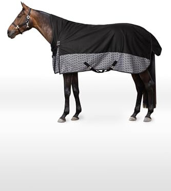 Horze Pferde Regendecke 1200D Avalanche mit hohem Hals und Fleecefütterung, Schwarz, 155