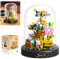 SKIKHN Juego de Construcción de Ramo de Flores,Ramo de Bloques de Construcción,Ramo de Flores Bloque con Cúpula a Prueba de Polvo luz LED,Flores de Abeja Regalos Creativos para Niñas y Niños (588 pcs)