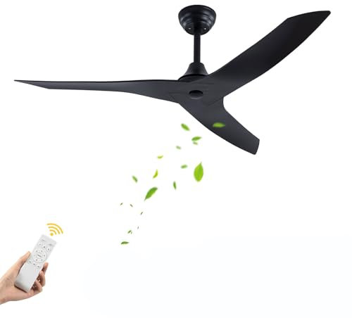 NaMaSyo Deckenventilator mit Fernbedienung Moderner 3-Blatt-Deckenventilator industrieller Deckenventilator für Schlafzimmer, Terrasse, Küche Bauernhaus Veranda, Außen Sommer-Winterbetrieb