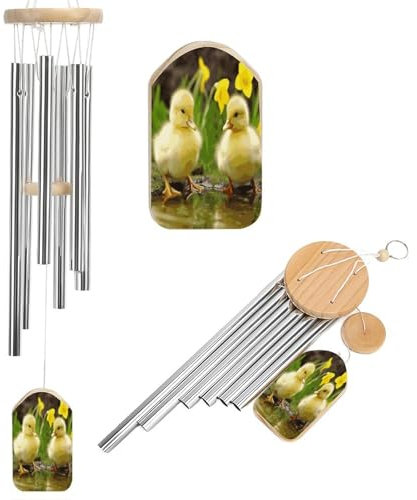 Elegantes Beileids-Windspiel, niedliche Enten bedruckt, Freundschafts-Windspiel, klassisches Windspiel für draußen, geeignet für Gärten, Innenhöfe und Terrassen