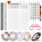 Kit de Nail Art avec 15 Pinceaux à Vernis à Ongles, 5 Stylos Outils de Pointillage, 4 Boîtes Strass et 10 Pcs Striping Tape Autocollant, Ensemble de Pinceaux à Ongles