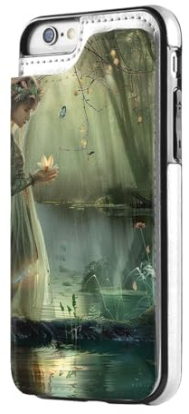 DCEHGEW Lake Fairy bedruckte Handyhülle für iPhone 7/8, Klapphülle, Leder, stoßfest, Brieftasche, Handyhülle, Schutz, Schwarz