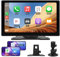 Hexinex Pantalla Carplay para Coche con CarPlay/Android Auto Inalámbrico, Pantalla Táctil de 9 Pulgadas Portátil, Admite Bluetooth/Mirror Link/Control por Voz/USB/TF/AUX, Negra