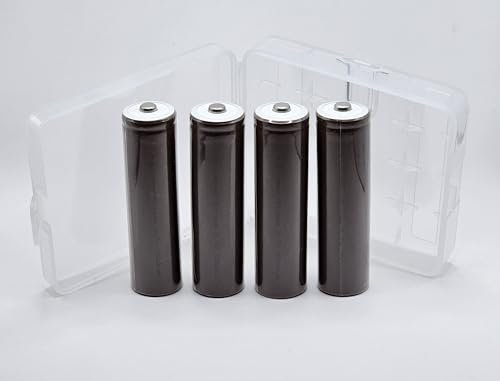 4x Button Top - SAM INR18650 35E, 3500mAh - 8A (13A Max) - 3.7V 18650 type Rechargeable Li-Ion Battery. Highest capacity cells! Suitable for Flashlights, Drones, RC, Power Banks etc. Case included