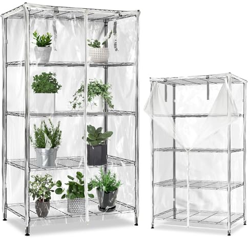 okcool Wasserdichte Regalabdeckung, transparente Drahtregalabdeckung mit Reißverschluss, transparentes PVC, klar sichtbar. (Passend für Regale mit den Maßen 121,9 cm B x 61 cm T x 182 cm H)