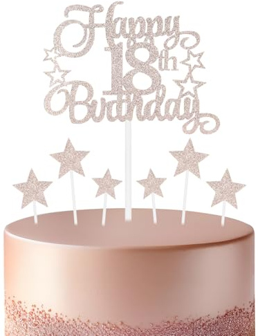 Rose Gold Birthday Cake Topper, Festive and Any Party Number 18 Cake Happy Decoration,Man Woman Birthday Celebration Decoration
