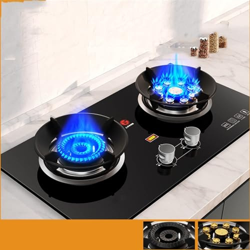 Cocina de gas portátil de 2 quemadores, doble quemador de vidrio templado para el hogar y camping, GLP/NG, 5,2 kW