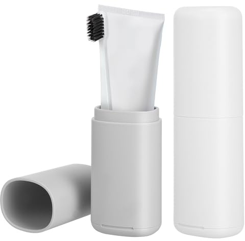 Gogogmee 2 Pcs Portable Toothbrush Travel Case with Large Capacity for Toothbrush Toothpaste and Facial Cleanser Lightweight PP Material Holder for Clean and Secure Storage Trips