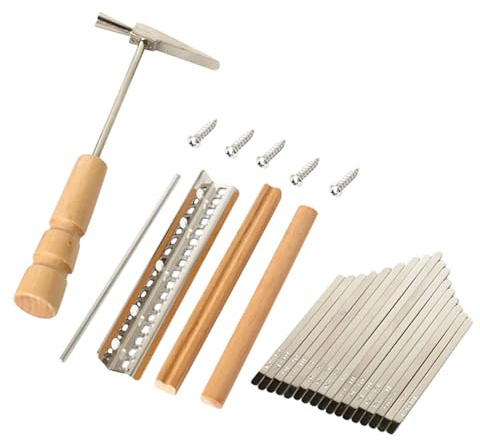 Kalimba Bausatz für Daumenklavier Reparaturteile 17 Tasten Selbstgemacht | Holz und Metall, 1 Satz mit Sattel, Brücke, Schrauben, Hammer, für Kinder und Geschenk