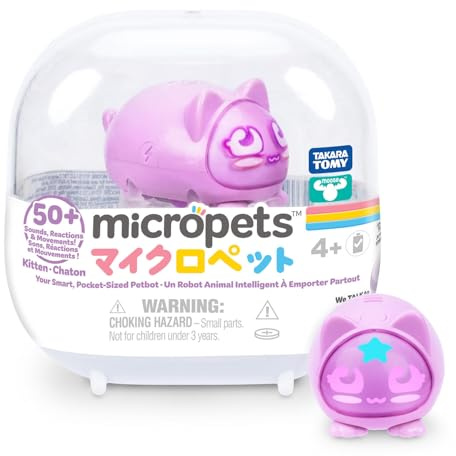 Micropets Kitten Interactive Electronic Robot Pet, 50+ Reactions | 5 levels of pet play with lights, sounds, reactions and movement; kawaii collectible toy for ages 4+