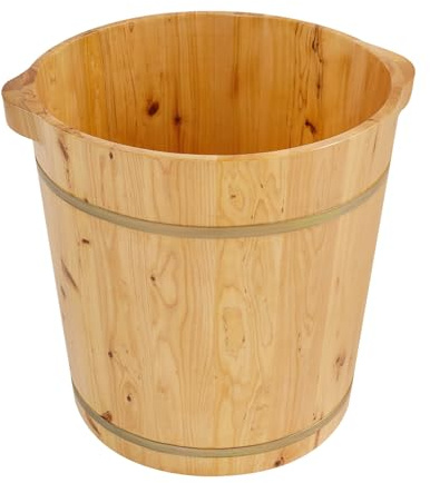 Fußbadewanne aus Holz, Tragbarer Großes Fußwanne, Wiederverwendbares Pediküre Schüssel Holzeimer, Fußbad Eimer für Familien, Fußbäder und Saunazimmer, 36.5 x 40cm