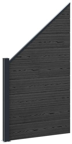 Ordellia Zaunelement WPC und Aluminium Schwarz 95x180 cm wetterbeständig mit stabiler Konstruktion, Sichtschutz Gartenzaun Zaunfeld, Trennwand für Terrasse Balkon und Außenbereich
