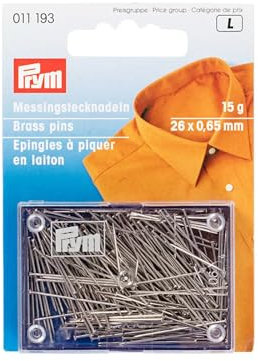 Prym 011193 Stecknadeln, 0,65 x 26mm, silberfarbig, 15g, Messing