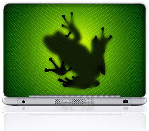 Meffort Inc 17 17.3 inch Laptop Skin Sticker Cover Art Decal Fits 16 17 18 19 Notebook PC (Free Wrist Pad) - Green Frog Design