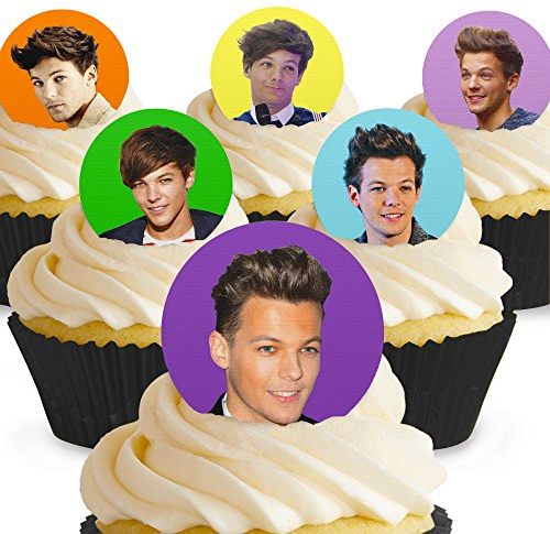 12 x Vorgeschnittene und Essbare Louis Tomlinson One Direction Kuchen Topper (Tortenaufleger, Bedruckte Oblaten, Oblatenaufleger)