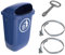 SULO Original Set Abfallbehälter Papierkorb mit Regenhaube | Der Klassiker Made in Germany | 50 Liter | Blau | Mit 2 Befestigungsschellen & 1 Dreikantschlüssel | H740xB432xT256mm