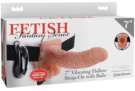 Pipedream Products Fetish Fantasy Series Vibrating Hollow Strap On with Balls, Flesh, 7 Inch, 13.3 Ounce
