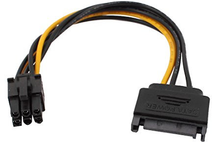 sourcing map PCI Express de 8 Pulgadas 15-Pin a 6-Pin SATA Macho al Adaptador de Cable de Divisor de alimentación