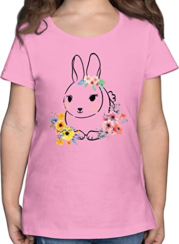 T-Shirt Mädchen - Süßer Hase Ostern I Osterhase - 140 (9/11 Jahre) - Rosa - ostershirt Kinder osterhasen Hasen Tshirt mit tiermotiv hasenmotiv Oster Shirt osteroutfit häschen Bunny Funshirt