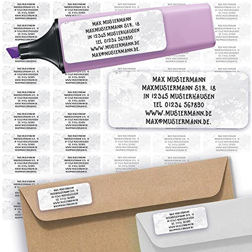 Adress-Etiketten - Adress-Aufkleber Sticker Namensaufkleber mit Ihrem Wunschtext 57x 23mm, für 1 bis 5 Zeilen Text - 45 Stück 45 Hintergründe zur Auswahl (28 Heirat marriage)