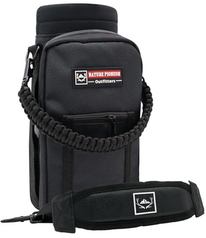 NATURE PIONEOR Isolierter Wasserflaschenhalter mit Aluminium-Karabiner und Paracord-Griffband für 1,2 l Sportflaschen, Tragetasche/Beutelhülle für Camping, Wandern, Angeln und Reisen