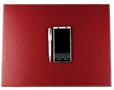 DELMON VARONE - Personalisierbare Schreibtischunterlage Cambridge Top Grain Leder rot, Rutschfeste Echtleder Schreibunterlage abwaschbar, Schreibtisch Unterlage geeignet als Mouse Pad, 45 x 35 cm
