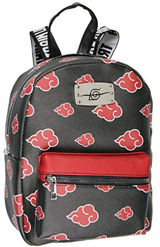 Naruto Akatsuki Sasuke Mini-Rucksack aus Saffiano-Leder, Motiv: rote Wolke
