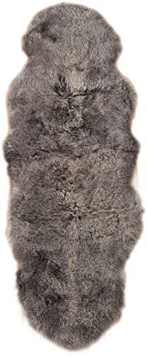 generisch Island LAMMFELL Teppich DOPPELFELL BETTVORLEGER GRAU KURZWOLLIG CA. 190 x 60 cm Fell Teppich AUS 2 Island LAMMFELLEN