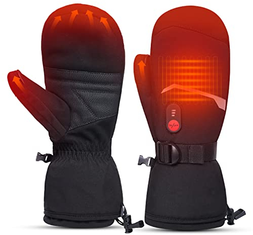 day wolf Beheizbare Fäustlinge 10-Stunden-Batterie Beheizte Handschuhe für Damen Herren Wasserdicht PD-Schnellladung Handwärmer Heizhandschuhe für Skifahren Snowboarden Outdoor-Winteraktivitäten