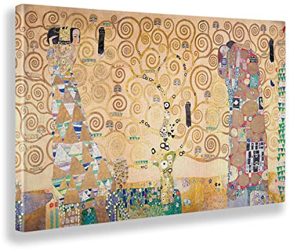 Giallobus - Gemälde - Gustav Klimt - Der Baum des Lebens - Leinwand mit Standardrahmen - 140x80 - Bereit zum Aufhängen - Moderne Gemälde für zu Hause
