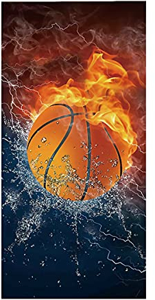 Großes Strandtuch Badetuch Schnelltrocknend Saugfähige Mikrofaser XL XXL Sporttuch Dünne Decke 3D Flamme Fußball Basketball Thema Handtuch Kinder Junge Männer Frauen (Farbe 2,75x150 cm)
