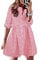 FANCYINN Robe Chemise Vichy pour Femme à Manches Longues Tops boutonnés Tunique décontractée Mini-Robe à Carreaux Rouge et Blanc L