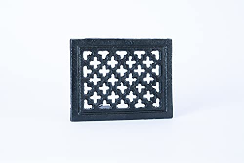 Euro Sezam - rejilla de ventilación de hierro fundido - 120 mm x 155 mm - color resistente al calor - color negro