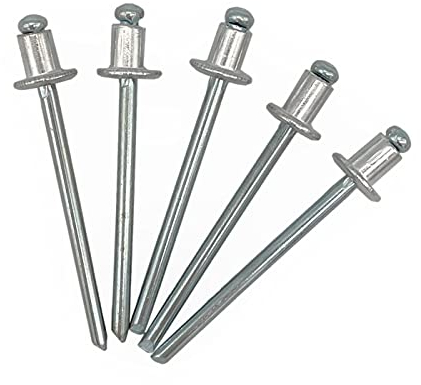 Marcopol Lot de 100 rivets aveugles 4,0 x 5 mm, tête bombée type ouverte, DIN 7337, rivets en aluminium et mandrin en acier, rivets pop (100, 4,0 x 5 mm) Argenté.