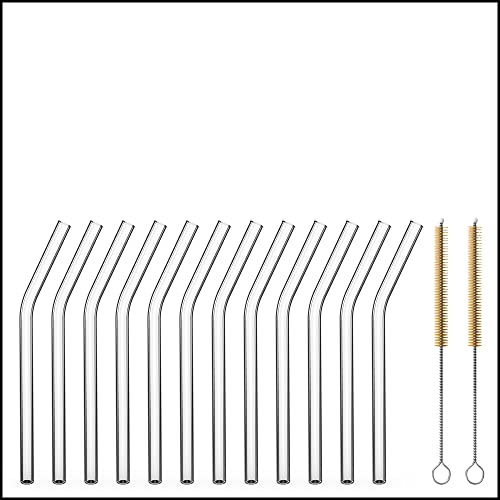 Sir Finley Monkey Glasstrohhalme kurz (12 Stück) - Glas Strohhalme wiederverwendbar, spülmaschinenfest - 15cm gebogen transparent