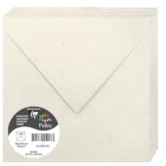 Clairefontaine 55019C - Packung mit 20 Umschlägen Pollen Natura, 100% Recycling Papier, 165x165mm, 120g, ideal für Korrespondenz und Einladungen, Weiß, 1 Pack