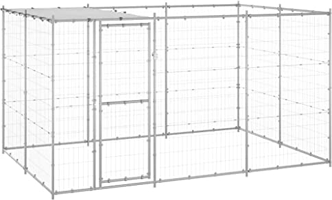vidaXL Outdoor Hundezwinger mit Überdachung Verzinkter Stahl 7,26m² Hundekäfig